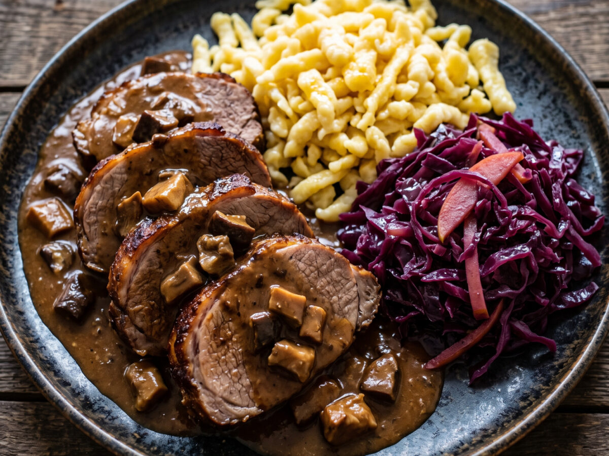 Wildschweinbraten mit Steinpilzsoße