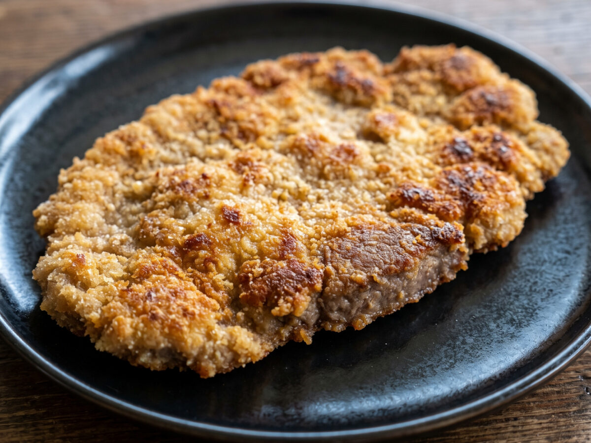 Wildschweinschnitzel mit Bratkartoffeln und Blattsalat