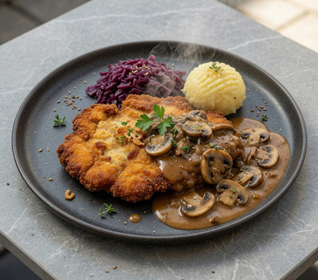 Würziges Jägerschnitzel mit Pilzen